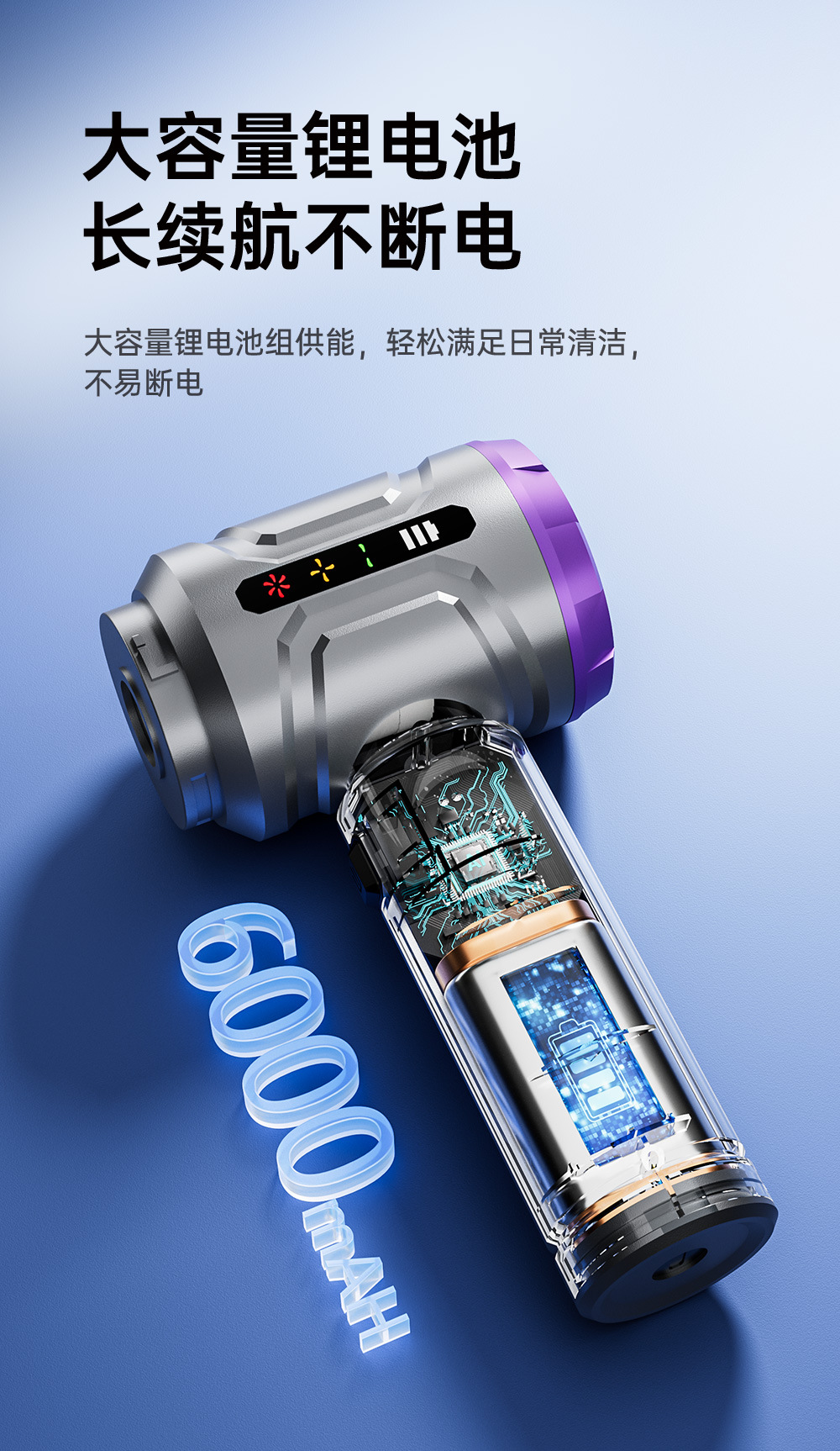 Car Vacuum Cleaner, Car Wireless Handheld Portable Dust Blower, Brushless Large Blowing and Suction Integrated Digital Display Dust Collector
