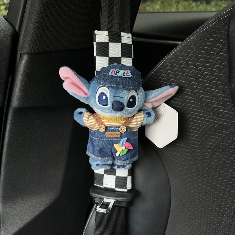 本物のリロとスティッチかわいいショルダーパッド車のシートベルトショルダーパッドぬいぐるみ車のインテリア装飾用品|undefined
