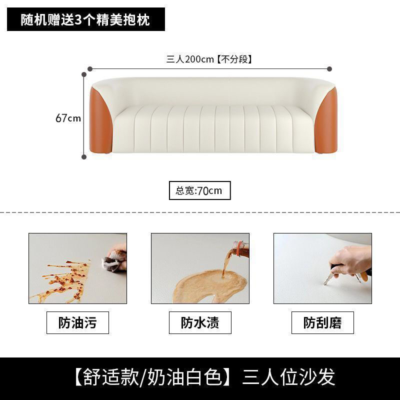 Nuevo sofá nórdico ligero de lujo sala de estar tecnología de tela de estilo pequeño hogar crema viento color combinación de mesa de té creativa