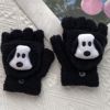 Winter coral velvet gloves for elementary school students, cartoon set, fingerless