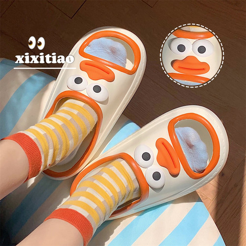 Creative thick-soled eva Internet celebrity one-word slippers for women, fun and funny outdoor wear home beach shoes in summer