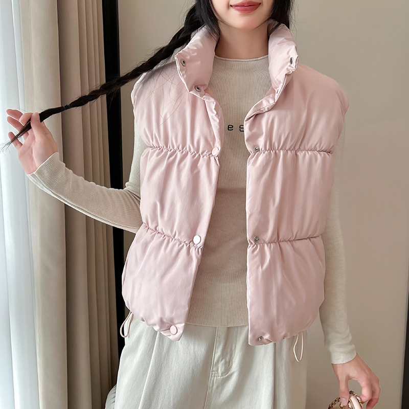 2025 otoño y invierno nuevo chaleco de cuello vertical, estilo holgado, estilo corto chaleco casual chaleco de chaleco de mujer