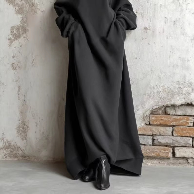 Women's Elegant French Style Dress Solid Color Textured Long Sleeve Spring Autumn New_ecoleips.com