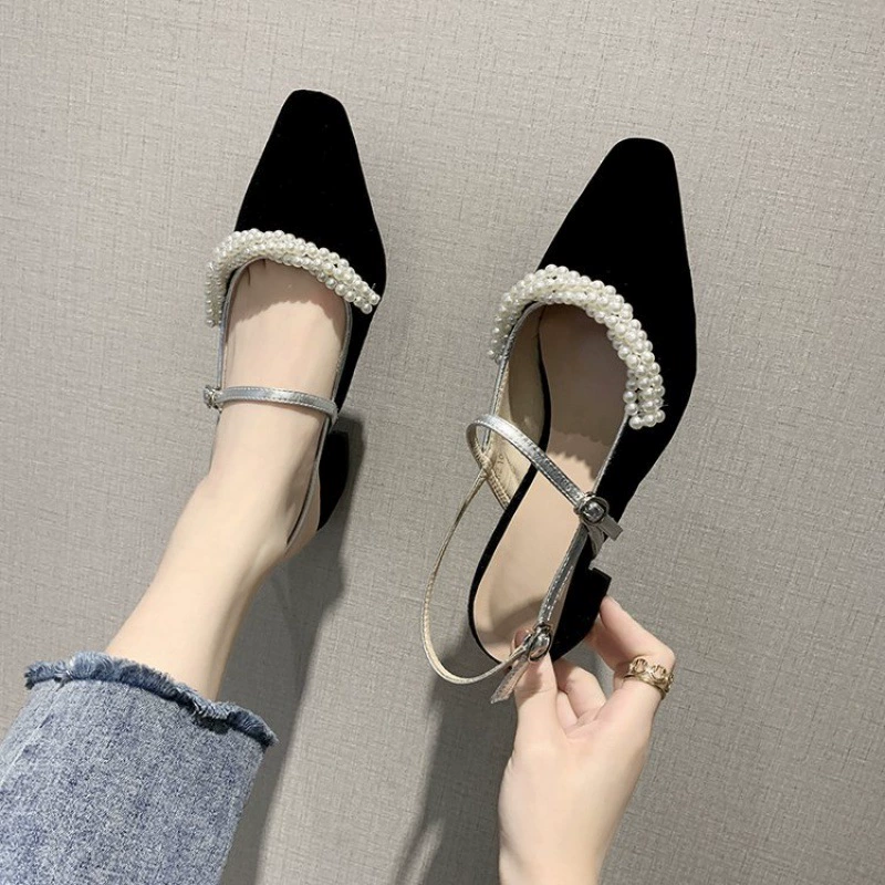 Босоножки на массивном каблуке с закрытым носком, женские туфли на среднем каблуке в сказочном стиле, новинка 2024 года, весна-лето, однослойные туфли на маленьком каблуке, женская обувь на высоком каблуке для французских девочек