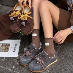 真皮德训鞋女单鞋2025秋季新款复古拼色运动休闲鞋双鞋带阿甘鞋