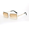 Square summer fashionable sunglasses, metal retro glasses, European style, wholesale