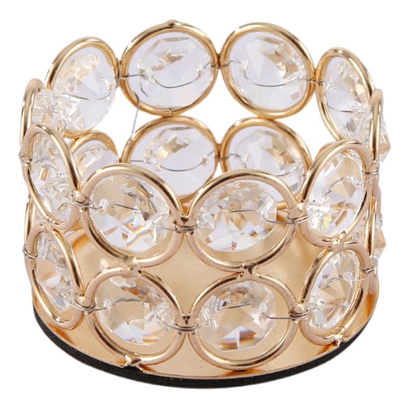 Candelabro europeo dorado con portavelas de cristal, decoración creativa de hierro para cenas o eventos