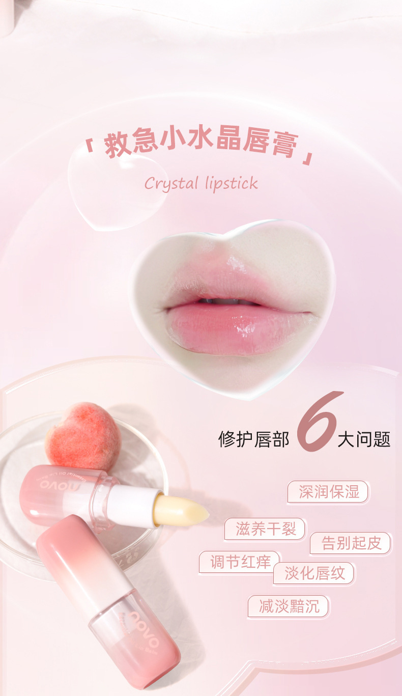NOVO Plant-based Cleansing Lip Balm Moisturizes and hydrates, prevents dryness and cracking, and reduces lip lines. It is a colorless lip balm for the base lip Specification drawing
