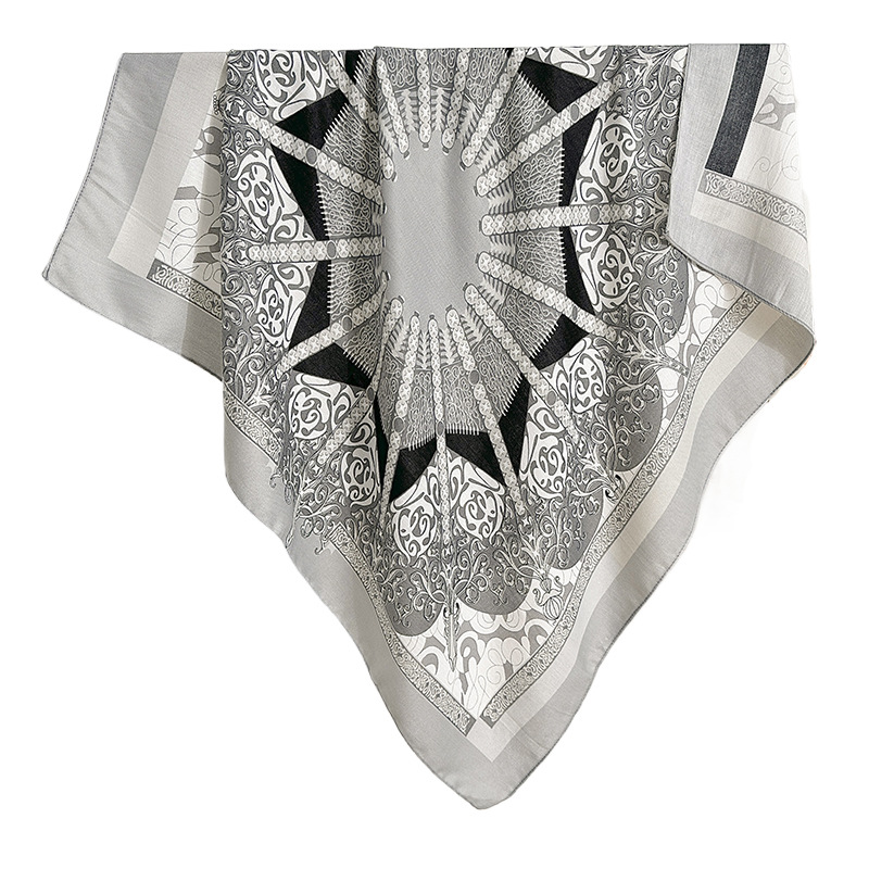 Vintage nicho nacional de estilo impresión bufandas de seda 90 personajes bufandas de seda cuadrada damas viajan con bufandas de seda de alta calidad
