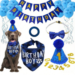 ペットの誕生日パーティーの装飾セット三角スカーフよだれかけ犬の誕生日帽子ペットの誕生日ドレスアップ蝶ネクタイ首輪