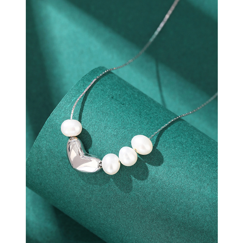 925 plata esterlina amor collar de perlas de agua dulce mujer verano lujo ligero nicho exquisito inns sensación de alto nivel cadena de collar cadena clavícula