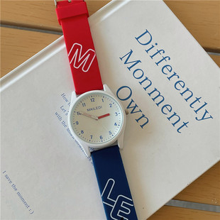 Blue and Red Contrasting Color Youth Junior High School Personalized Watch Creative Fashion Trend Student Party Couple Good-Looking and Handsome