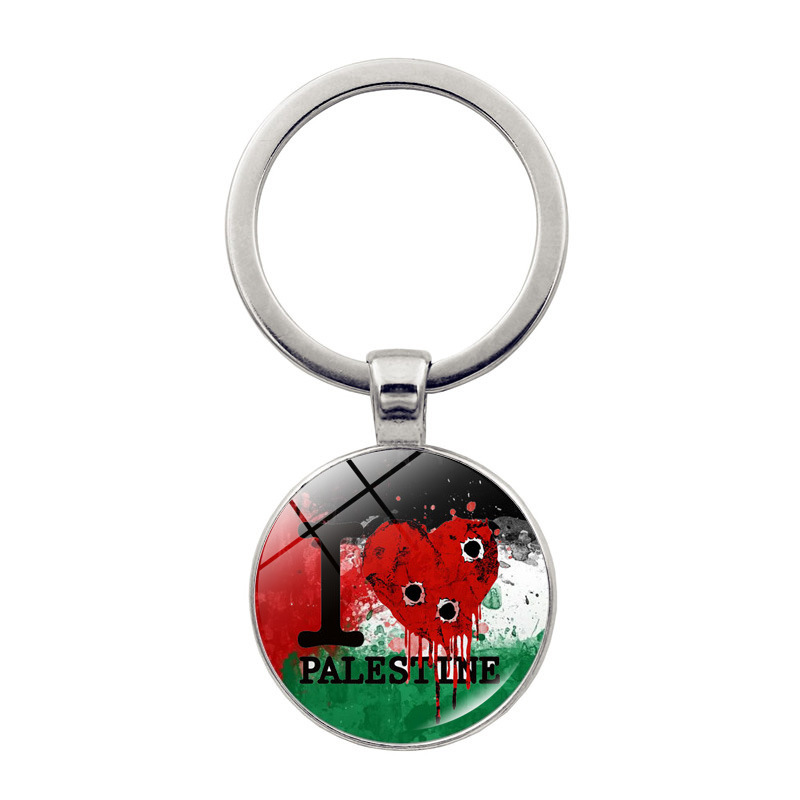 Llavero colgante de cristal de la bandera palestina Palestina anti-guerra paz colgante llavero