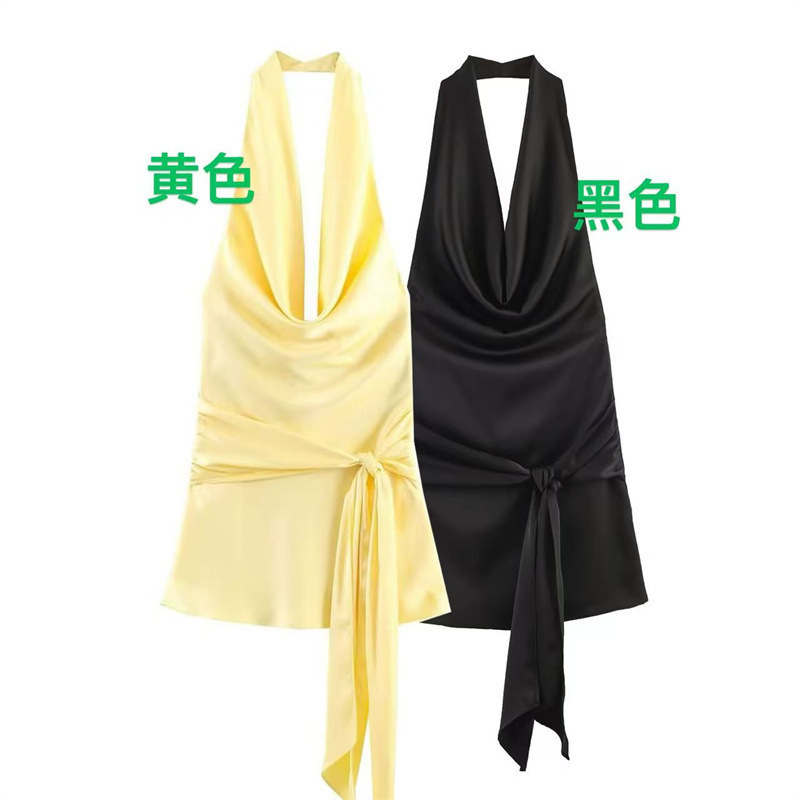 Za Cross-Border Foreign Trade Wholesale 2026 Spring New European and American Style Fashionable Slim-Fit Silk Satin Texture Mini Dress Za Cross-Border Foreign Trade Wholesale 2026 Spring New European and American Style Fashionable Slim-Fit Silk Satin Texture Mini Dress