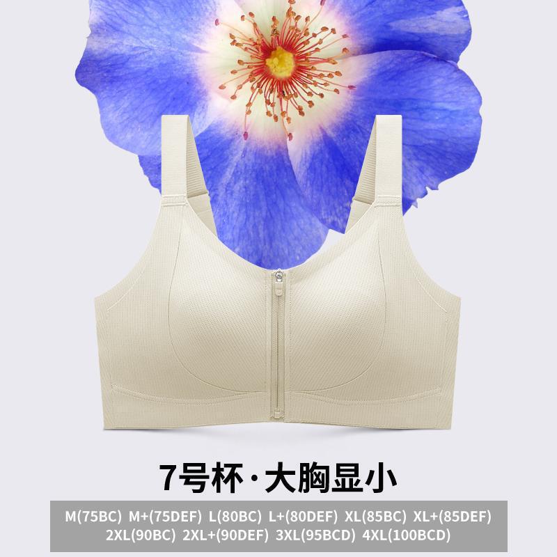 润微一拉薄春夏大胸显小前拉链内衣文胸易穿脱前扣美背女欧若风|undefined