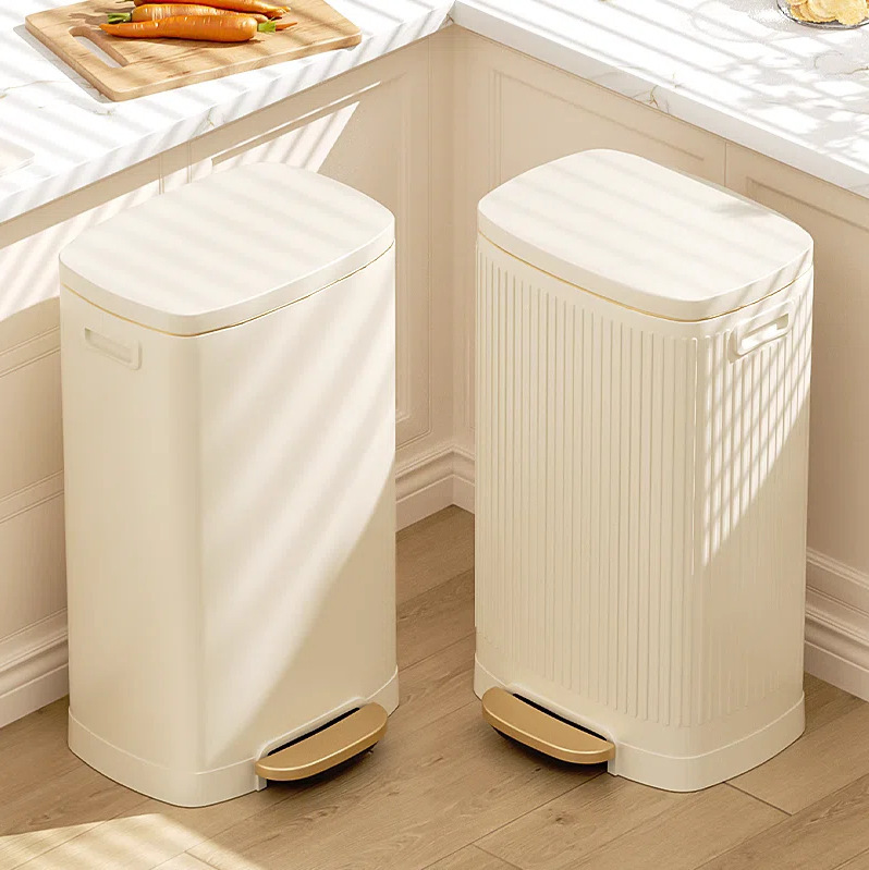 Taobao same type foot type 50L large stainless steel household kitchen office hotel with lid trash can commercial