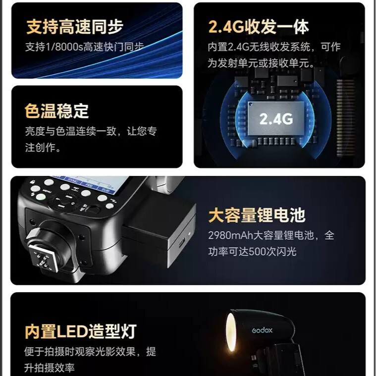 Godox V100 V1Pro フラッシュラウンドヘッドリチウム電池 V1 一眼レフカメラ撮影|undefined