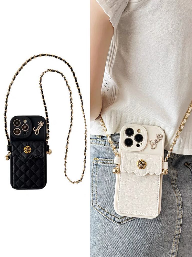 Camellia Card Holder Phone Case For Iphone 15 Pro Max And 14_voghion.com