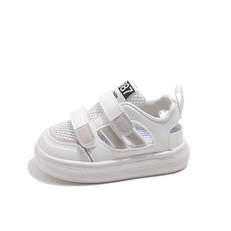 Sandalias infantiles 2025 nuevo estilo, medias sandalias para niños y niñas, con malla recortada, talla única, tallas 21-36, modernas, de una pieza, envío directo.