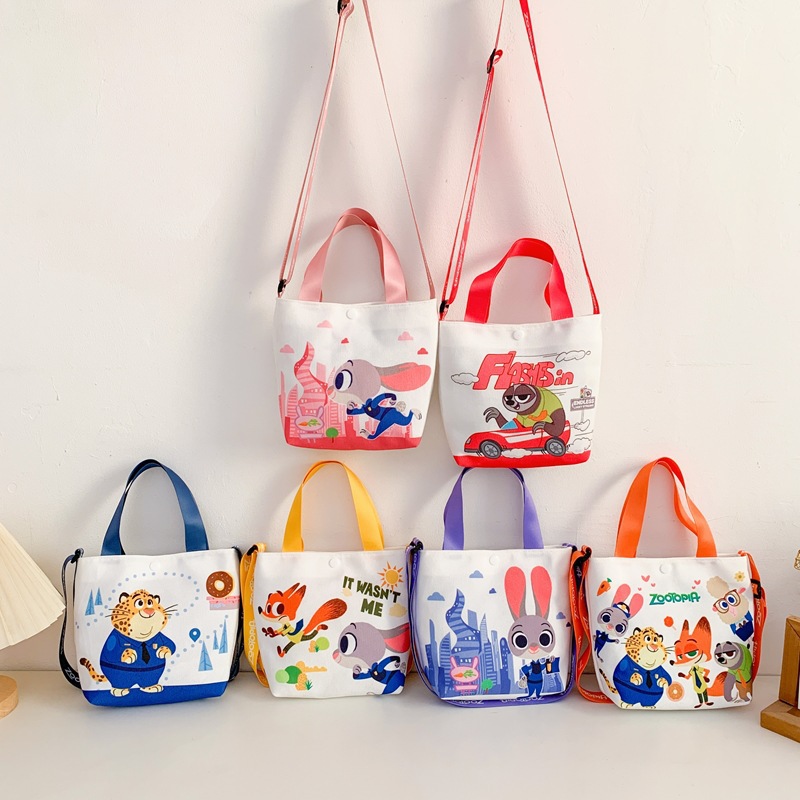 Cartoon rabbit print children's handbag, lightweight casual fox crossbody bag, outdoor travel shoulder bag for boys and girls