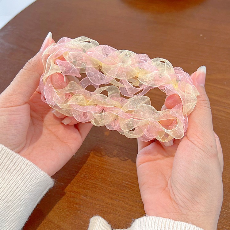 Cabeza de hilo de malla de alta elasticidad bola de cabello cuerda de cabello correa de cabello fresco dulce tocado de cabello de cabello de cola de caballo alta anillo de cabello