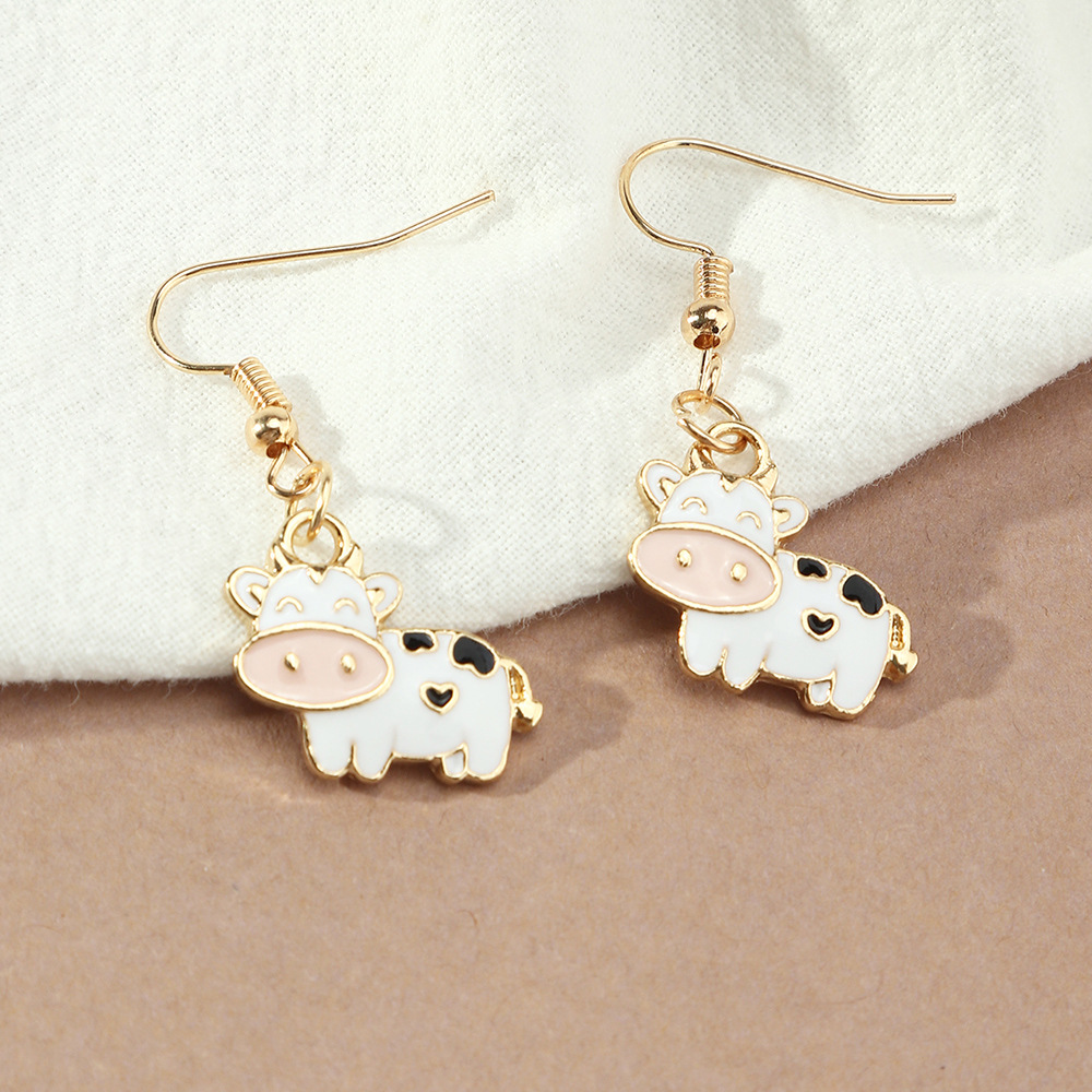 Cartoon Alloy Dripping Oil Soft Cute Little Cow Earring Ear Jewelry display picture 8