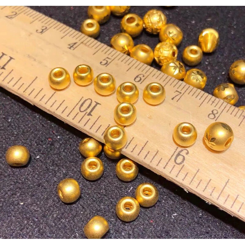 Shuibei Gold Pure Gold 999 Wholesale Loose Beads Small Gold Beads Pure Gold Glossy 3D Hard Gold Transfer Beads DIY Accessories Beads