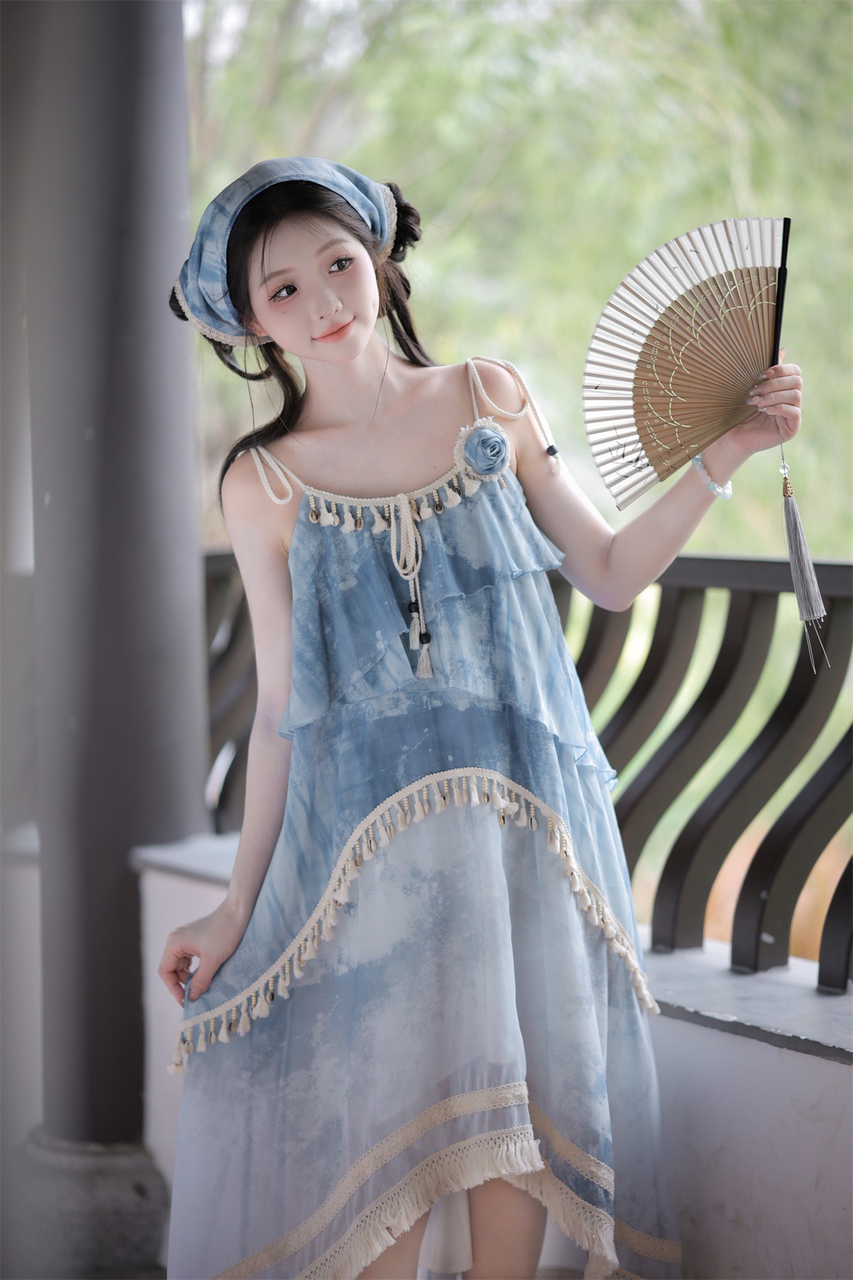 倚梦阁原创设计风染汉服女中国风改良汉元素头巾吊带裙套装7141-阿里巴巴