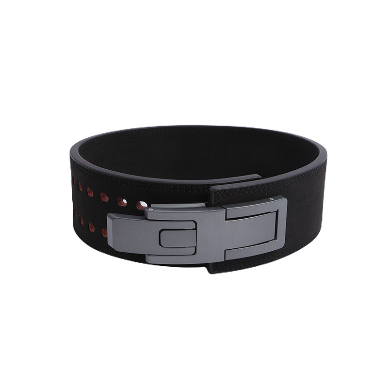 Cinturón de fitness de piel de vaca levantamiento de pesas entrenamiento de tirón deportivo palanca automática hebilla elevación de potencia cinturón deportivo en cuclillas