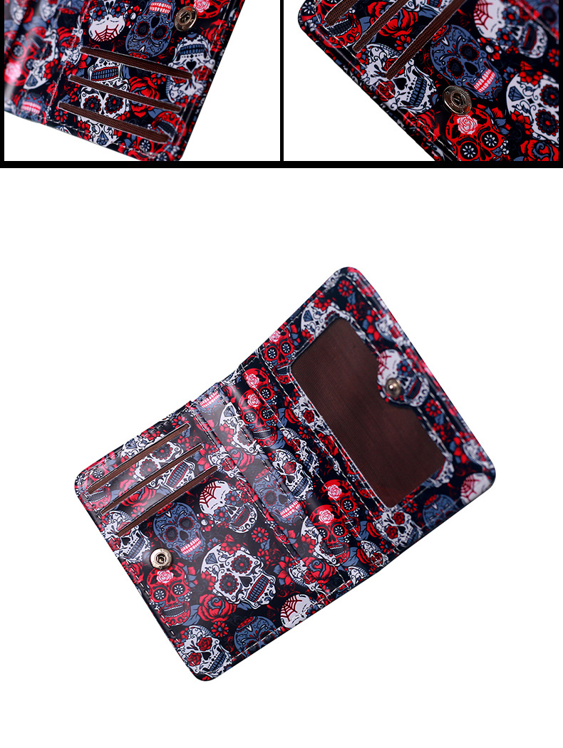 37g Weight Nylon Lining Material Open Closure Type Small Wallets Bags Type 1 Piece Quantity Holiday, Party Occasion PVC Material Halloween Festival Skull Pattern All Seasons Season Unisex Gender Printing Design Retro, Cool Style Style Square Shape Unisex Skull PVC Open Small Wallets 无