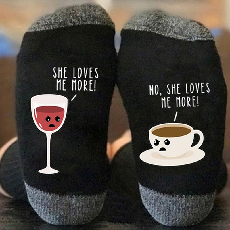 Calcetines navideños con letras de colores en contraste, estampado de muñeco de nieve, calcetines unisex de algodón con elementos navideños para comercio exterior.