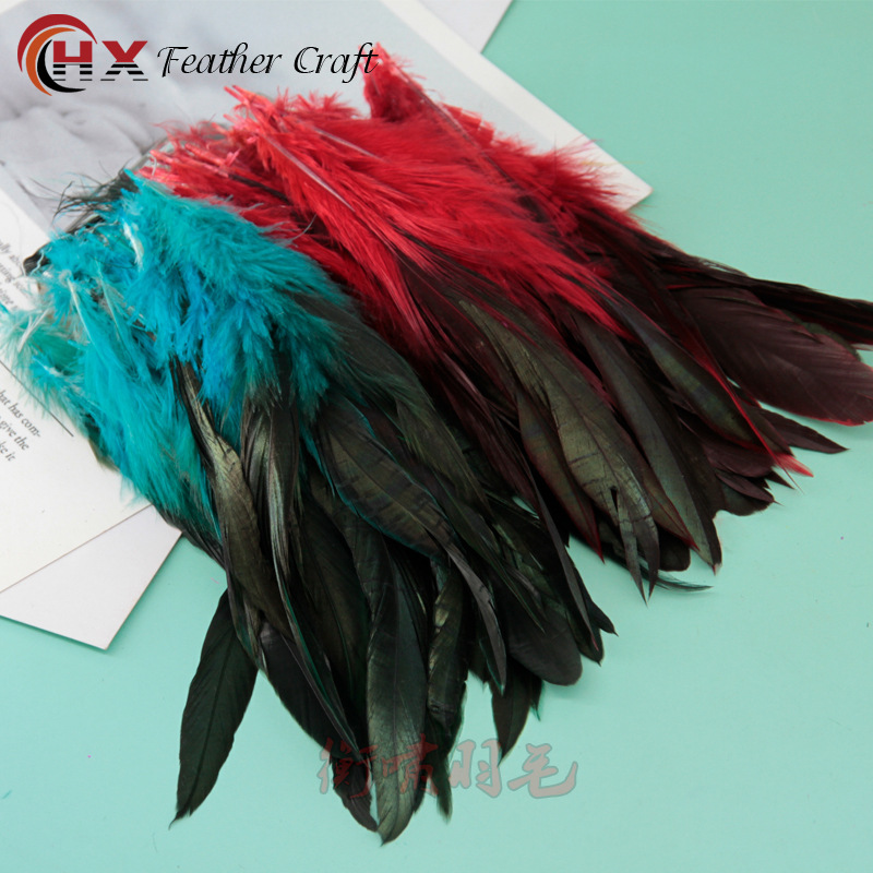 捕梦网羽毛15-20厘米咏毛尾毛服装饰品彩色鸡毛DIY手工公鸡羽毛