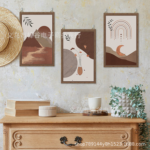 Cross-border Nordic Bohemian Style Decorative Painting Modern Ins Hanging Painting Living Room Bedroom Hanging Painting Wood Decorative Painting
