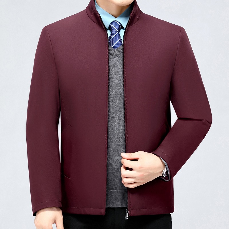 专柜羽绒服男2023冬季休闲翻领中老年干部外套保暖白鸭绒爸爸夹克