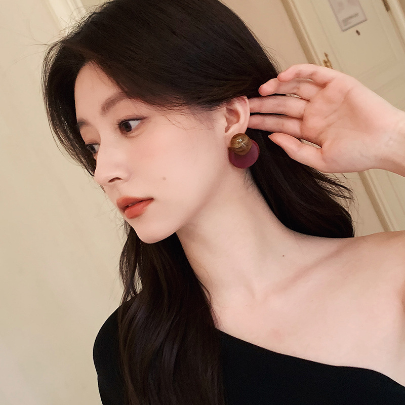 覆古几何撞色圆球圆盘耳钉女轻奢高级感耳环精致耳饰2025新款爆款|undefined