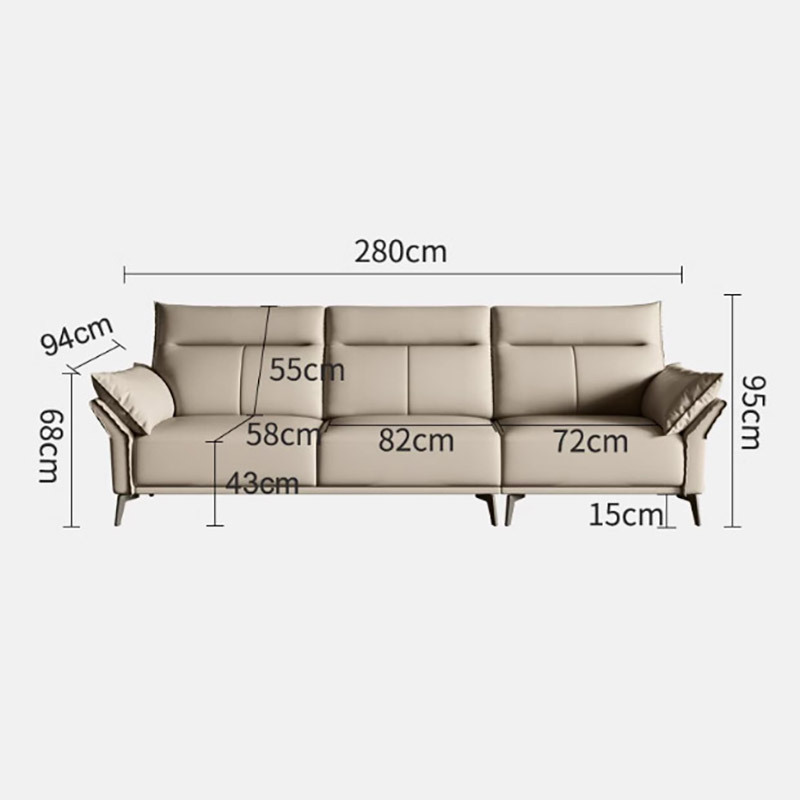 Sofá para sala de estar, apartamento pequeño, tres plazas, sofá de cuero de fila recta, apartamento pequeño Foshan, cuero de primera calidad, entrega en 13 días.