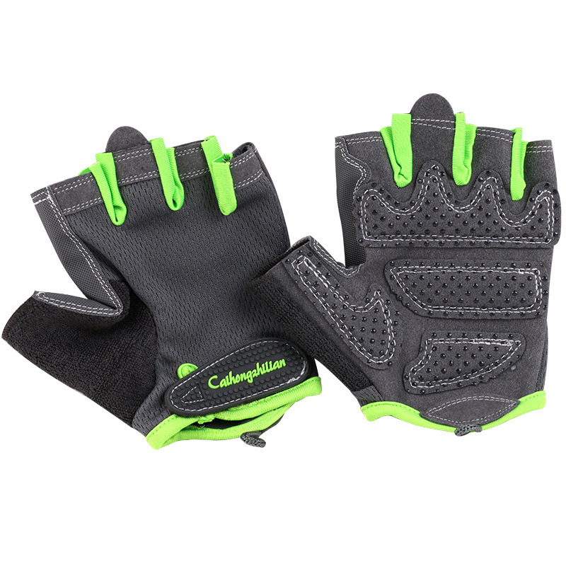 Niños y niñas guantes deportivos primavera y verano entrenamiento de Montañismo al aire libre Delgado transpirable fitness patinaje sobre ruedas montar medio dedo guantes