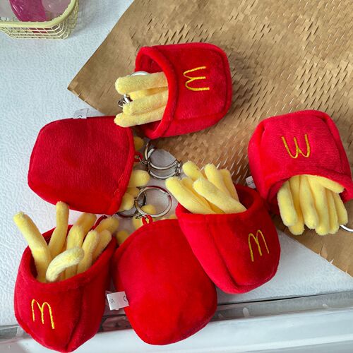 Cartoon creative French fries plush toy doll pendant grabbing machine doll keychain pendant doll GJ157