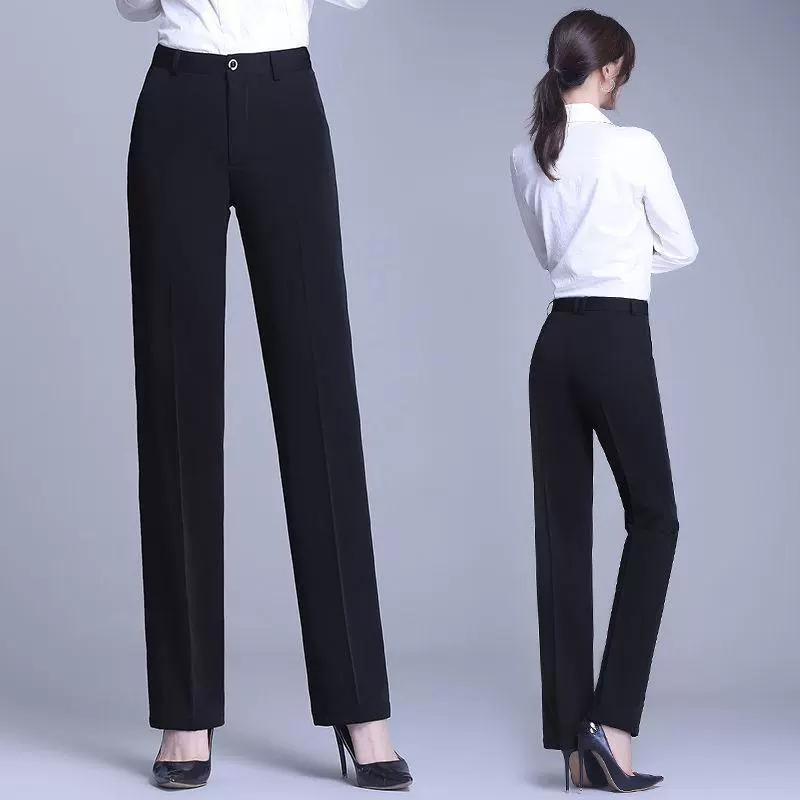 Autumn work trousers, classic suit jacket, loose straight fit, high waist