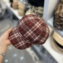 2025 新しいチェック柄帽子女性の野球帽韓国スタイルのトレンディなファッション多用途ひさしキャップ男性インターネット有名人の冬の日よけ帽子