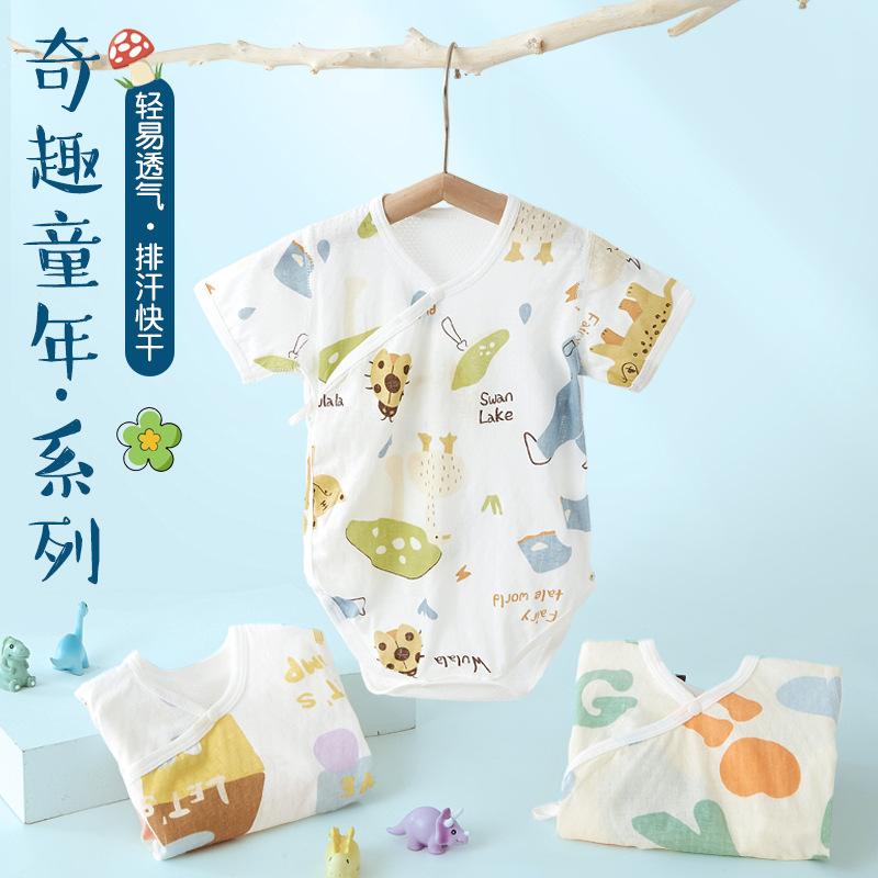 Children's cotton summer thin bodysuit for men and women girl's
