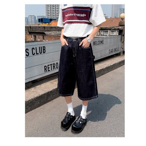 Black Retro Straight Leg Jeans for Spring and Autumn, New Men's Fat Large Korean Version Casual Loose Wide Leg Pants