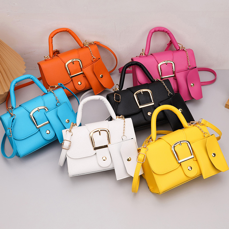 2025 New Candy Color Small Square Bag Simple Retro Handbag Trendy Western Style Small Hanging Bag Crossbody Shoulder Bag Women's Bag