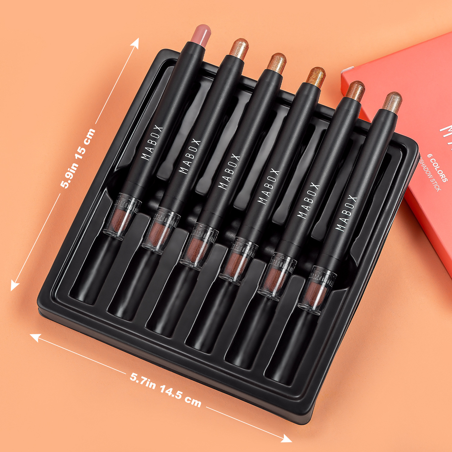 MABOX pearlescent eyeshadow stick, eye makeup, colored pen, high-gloss rotating eyeshadow, horizontal pencil, shiny with brush head, makeup undefined