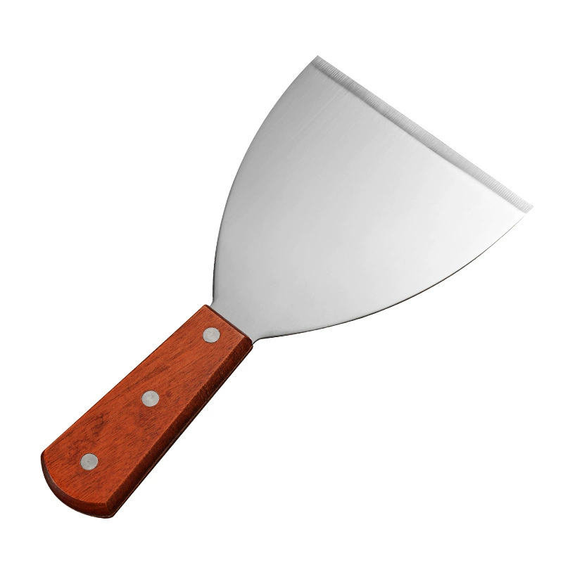 Stainless Steel Kitchen Scraper Spatula, Wooden Handle, 18.8 cm Flat Chef Pancake Turner