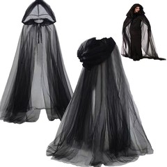 ハロウィーンネット糸透明帽子マント魔女衣装ハロウィーン吸血鬼花嫁純色マント成人