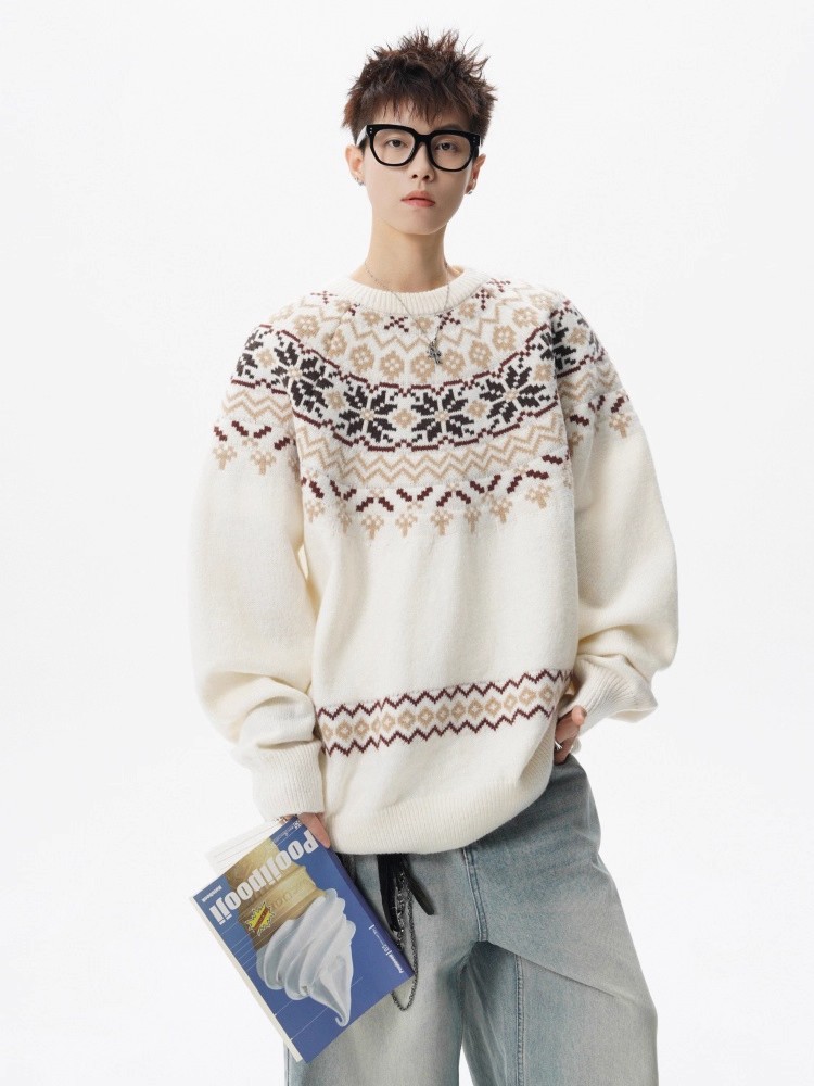 Herren Jacquard Weihnachtsstrickpullover Premium Winter Pullover_voghion.com