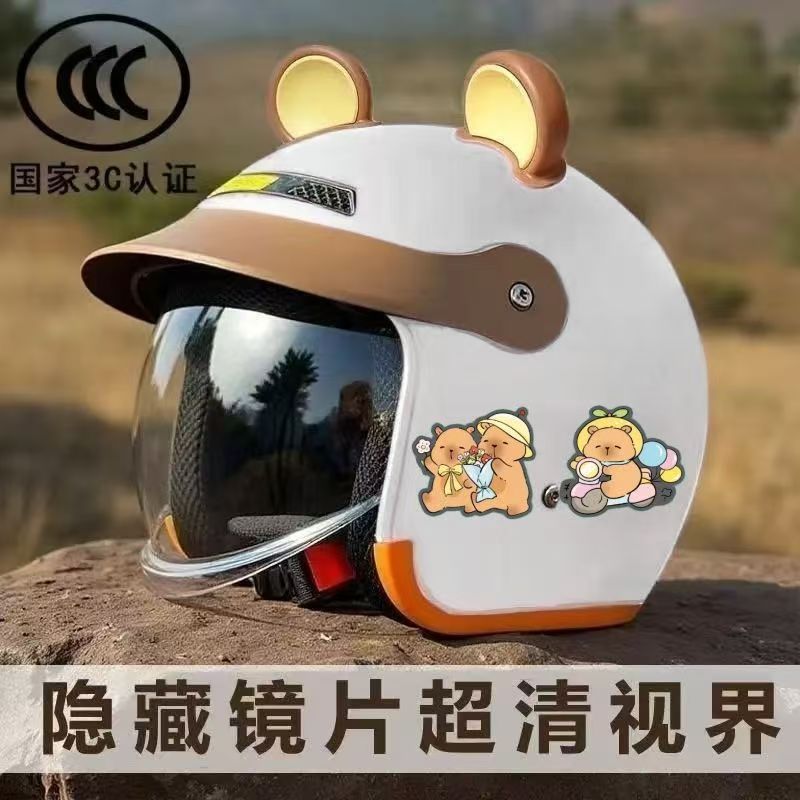 National Standard Certified Winter Safety Helmet for Men and Women, Electric Vehicle Safety Helmet, Cold-Proof and Warm, with Hidden Visor, Motorcycle Helmet