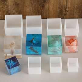 水晶滴胶正方体硅胶模具免打磨 DIY手工制作饰品树脂干花摆件模型