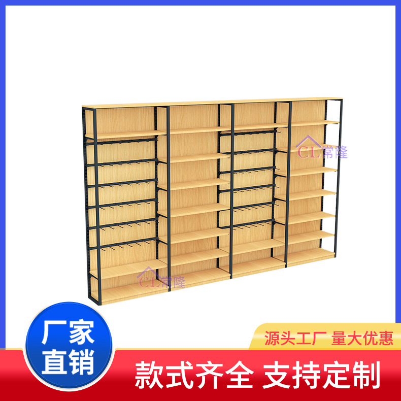 潮玩店货架便利店零食多层陈列架母婴店钢木架构货架多功能展示架